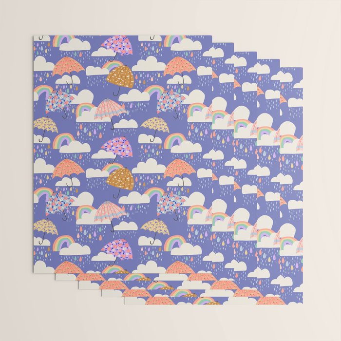 Spring Rain with Umbrellas Wrapping Paper Gallery Image 3
