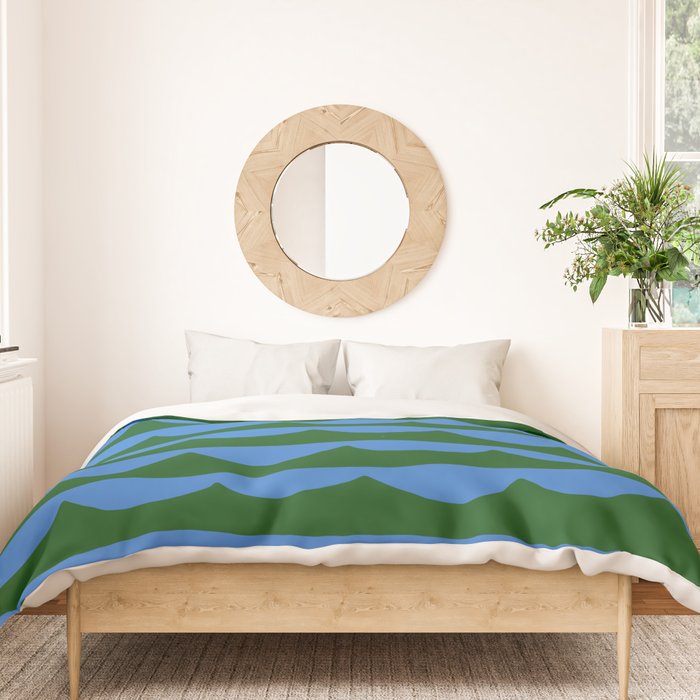 Thin Scalloped Line in blue and green Duvet Cover Gallery Image 3