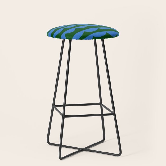 Thin Scalloped Line in blue and green Stool Gallery Image 1