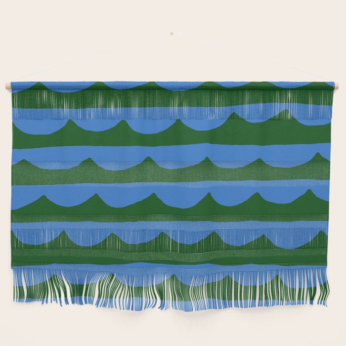 Thin Scalloped Line in blue and green Wall Hanging Gallery Image 1