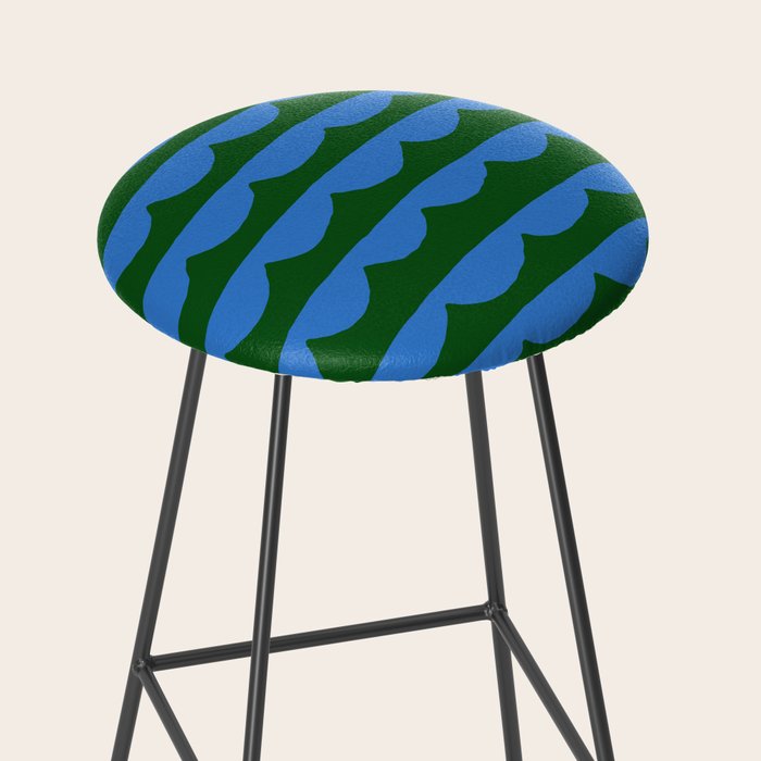 Thin Scalloped Line in blue and green Stool Gallery Image 2