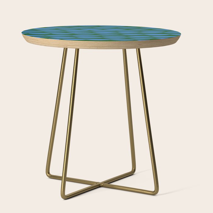 Thin Scalloped Line in blue and green Side Table