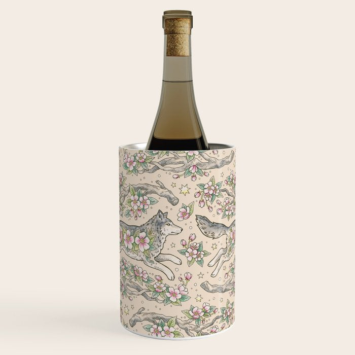 Wolf & Wild Apple Blossoms | Botanical Animal Art Wine Chiller Gallery Image 2