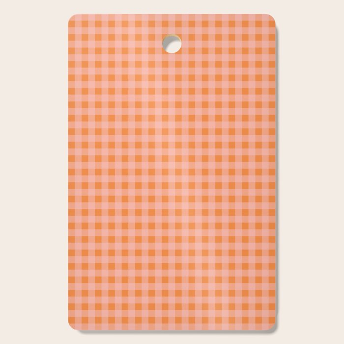 Gingham Check Pattern Orange Pink Blush Cutting Board Gallery Image 1