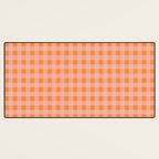 Gingham Check Pattern Orange Pink Blush Desk Mat Gallery Image 3