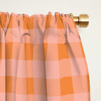 Gingham Check Pattern Orange Pink Blush Window Curtain Gallery Image 2