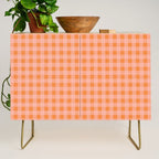Gingham Check Pattern Orange Pink Blush Credenza Gallery Image 1