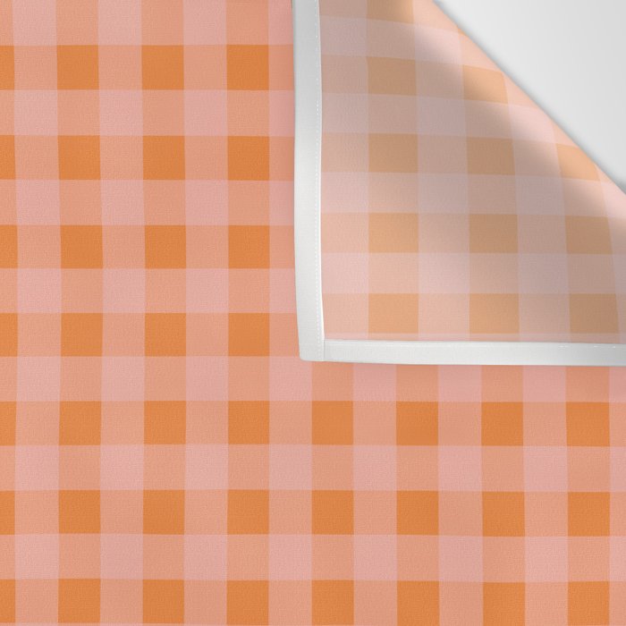 Gingham Check Pattern Orange Pink Blush Wall Tapestry Gallery Image 3