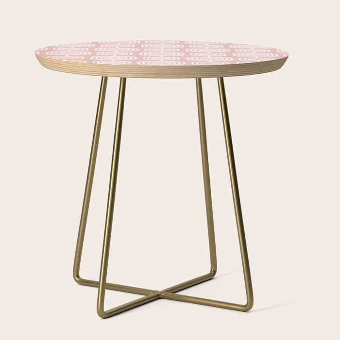 Mid Century Modern Atomic Rings Pattern Dusty Rose Side Table Gallery Image 1