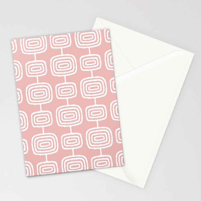 Mid Century Modern Atomic Rings Pattern Dusty Rose Stationery Card Gallery Image 2