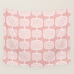 Mid Century Modern Atomic Rings Pattern Dusty Rose Wall Tapestry Gallery Image 4