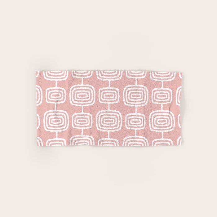 Mid Century Modern Atomic Rings Pattern Dusty Rose Towels Gallery Image 1