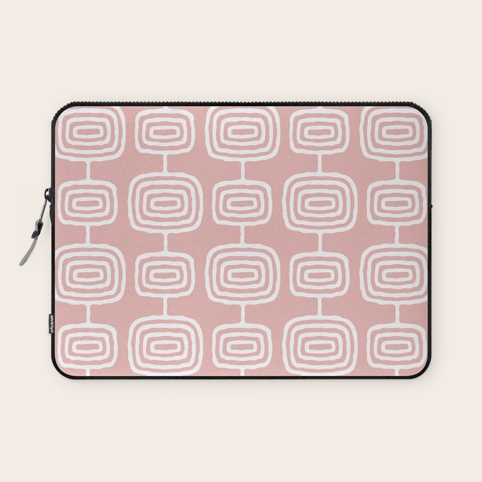 Mid Century Modern Atomic Rings Pattern Dusty Rose Laptop Sleeve Gallery Image 1