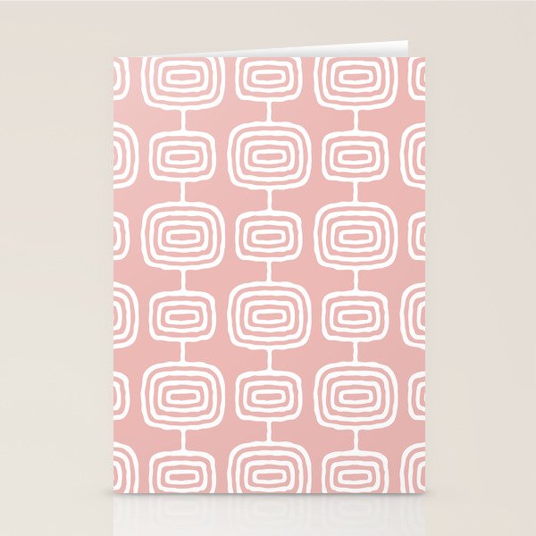 Mid Century Modern Atomic Rings Pattern Dusty Rose Stationery Card Gallery Image 1