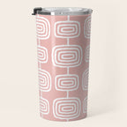 Mid Century Modern Atomic Rings Pattern Dusty Rose Travel Mug Gallery Image 3