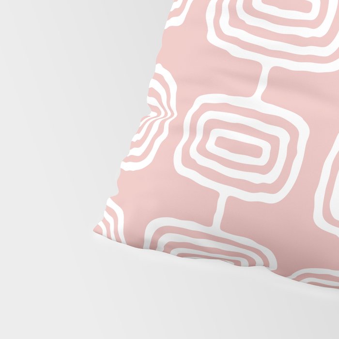 Mid Century Modern Atomic Rings Pattern Dusty Rose Pillow Sham Gallery Image 4