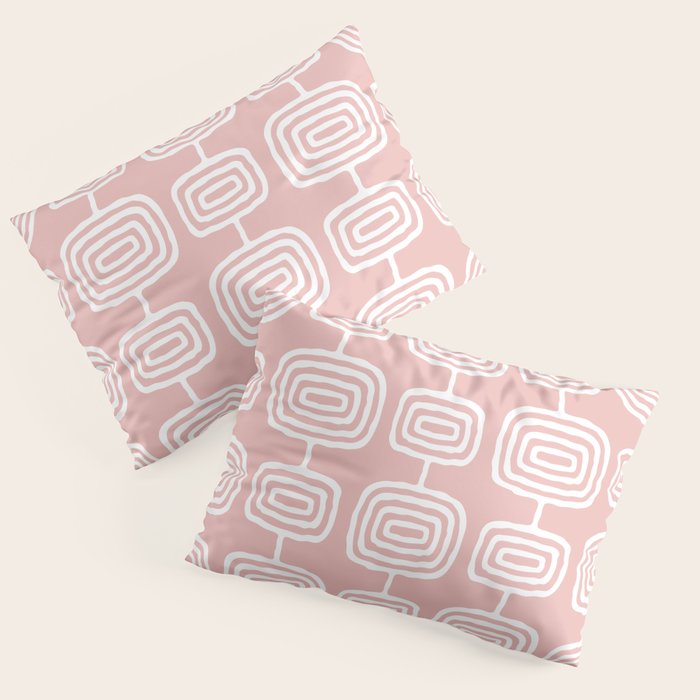 Mid Century Modern Atomic Rings Pattern Dusty Rose Pillow Sham Gallery Image 1