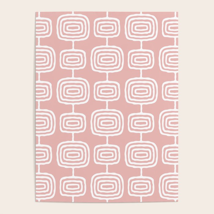 Mid Century Modern Atomic Rings Pattern Dusty Rose Poster Gallery Image 1