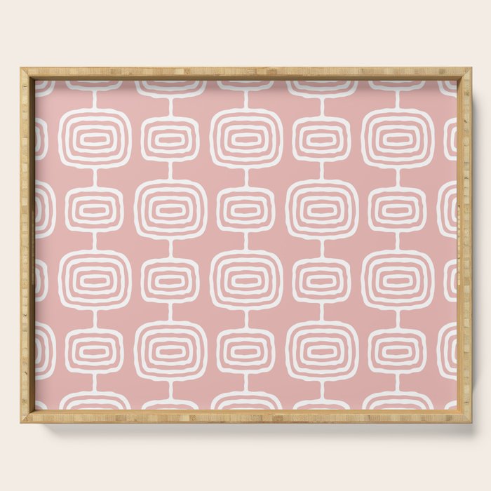 Mid Century Modern Atomic Rings Pattern Dusty Rose Serving Tray Gallery Image 1