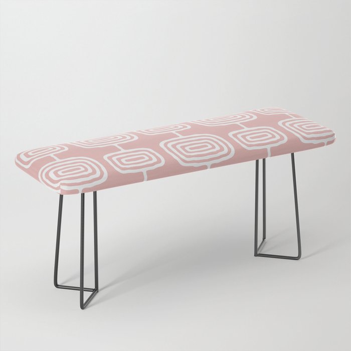 Mid Century Modern Atomic Rings Pattern Dusty Rose Bench Gallery Image 1