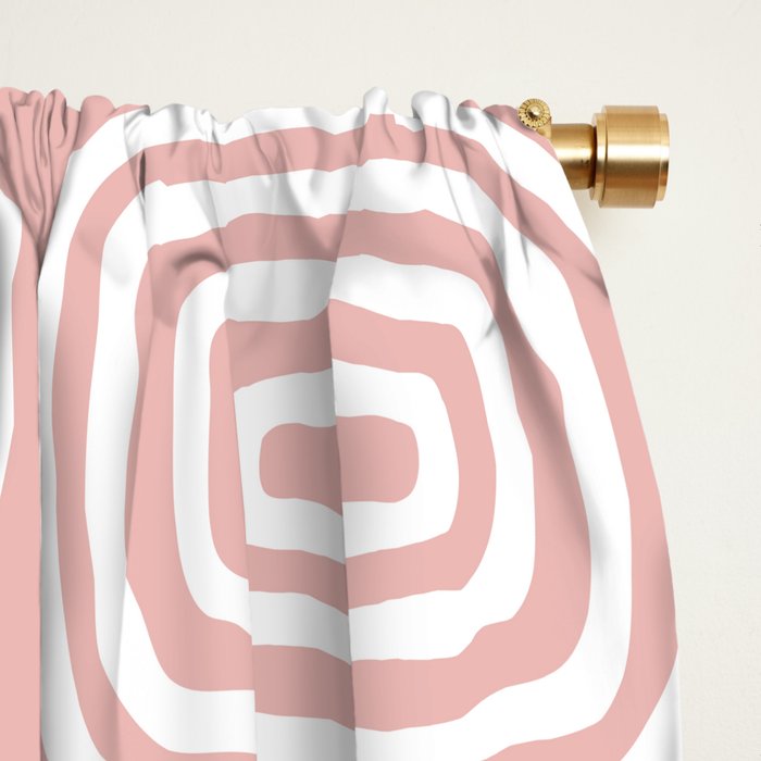Mid Century Modern Atomic Rings Pattern Dusty Rose Window Curtain Gallery Image 2