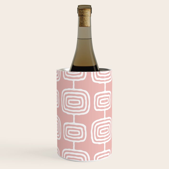 Mid Century Modern Atomic Rings Pattern Dusty Rose Wine Chiller Gallery Image 3