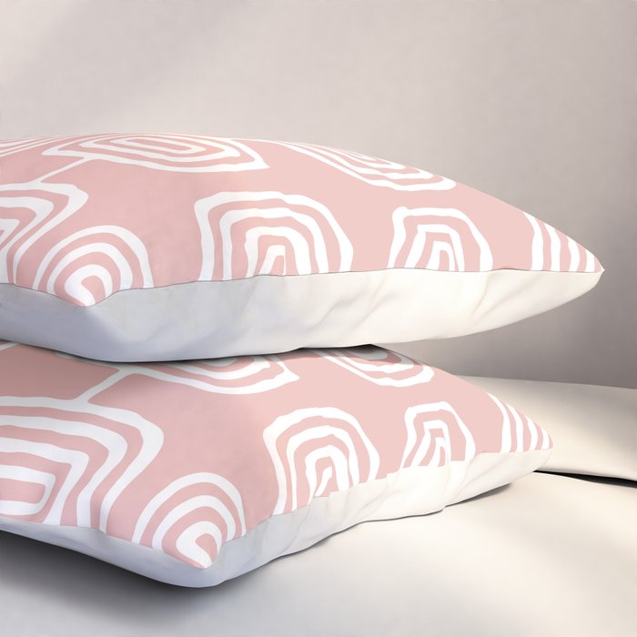Mid Century Modern Atomic Rings Pattern Dusty Rose Pillow Sham Gallery Image 3