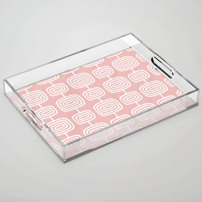 Mid Century Modern Atomic Rings Pattern Dusty Rose Acrylic Tray Gallery Image 1