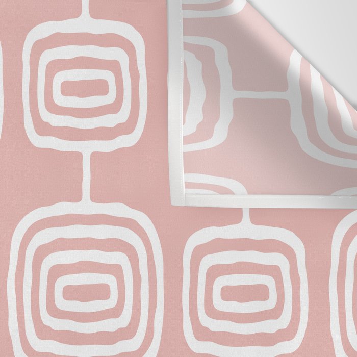 Mid Century Modern Atomic Rings Pattern Dusty Rose Wall Tapestry Gallery Image 3
