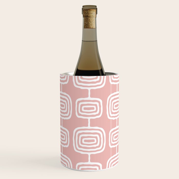 Mid Century Modern Atomic Rings Pattern Dusty Rose Wine Chiller Gallery Image 1