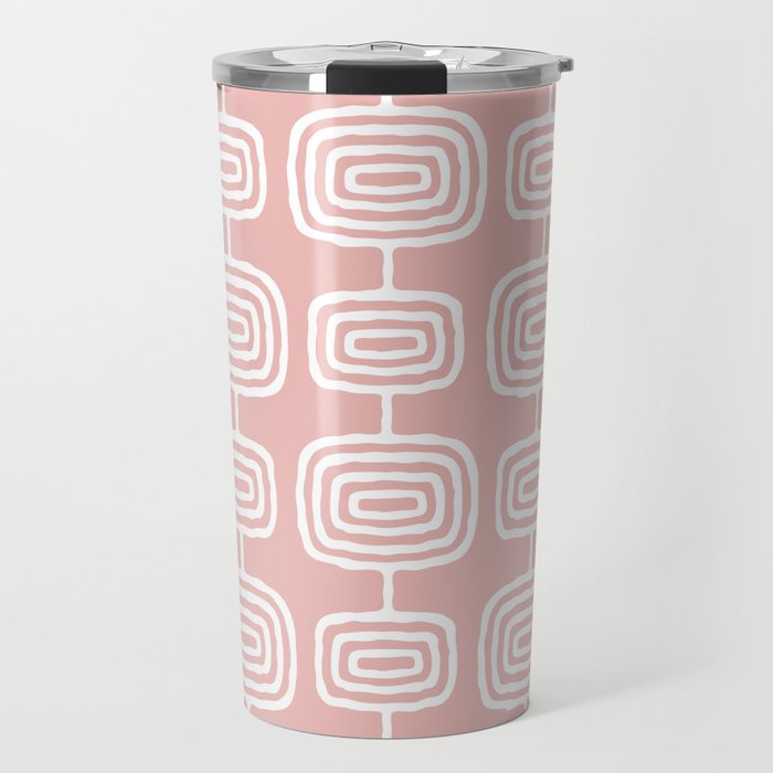 Mid Century Modern Atomic Rings Pattern Dusty Rose Travel Mug Gallery Image 1