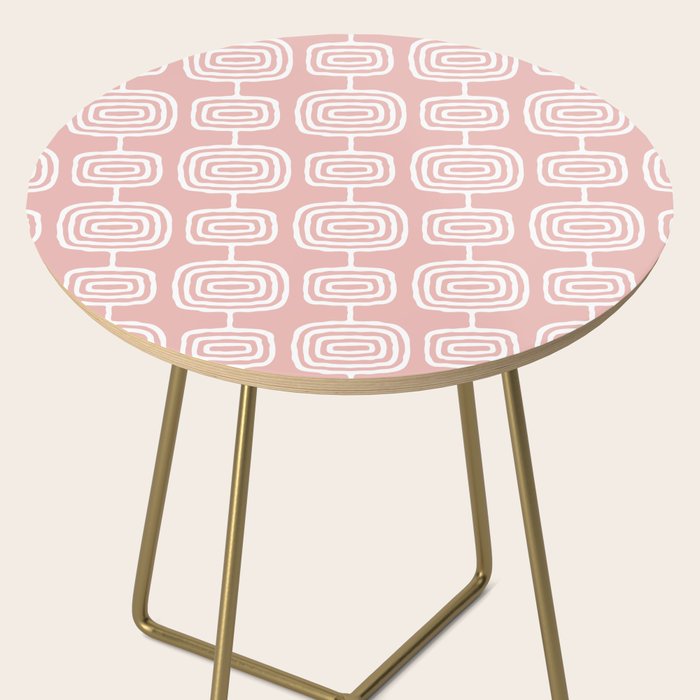 Mid Century Modern Atomic Rings Pattern Dusty Rose Side Table Gallery Image 2