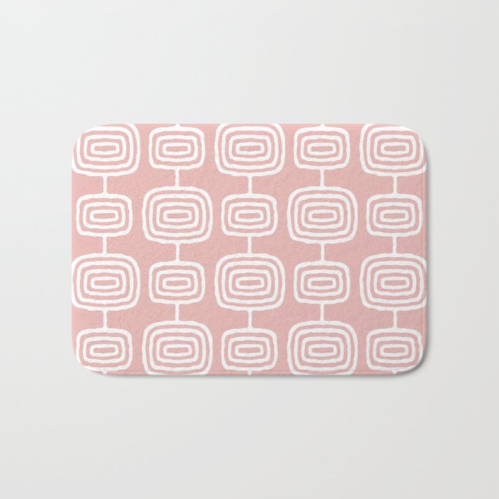 Mid Century Modern Atomic Rings Pattern Dusty Rose Bath Mat Gallery Image 1