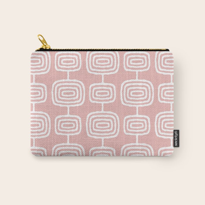 Mid Century Modern Atomic Rings Pattern Dusty Rose Carry All Pouch Gallery Image 1