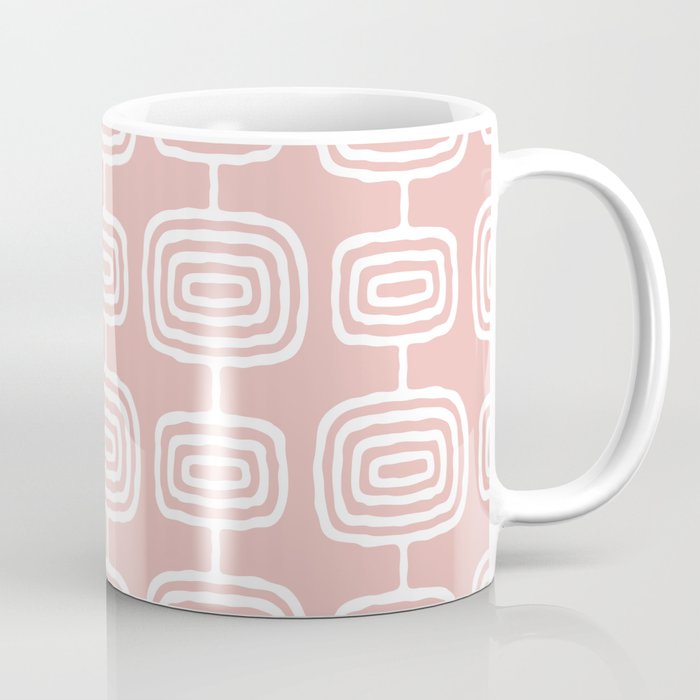 Mid Century Modern Atomic Rings Pattern Dusty Rose Coffee Mug Gallery Image 1