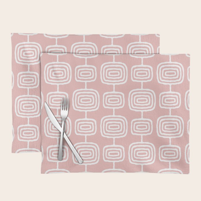 Mid Century Modern Atomic Rings Pattern Dusty Rose Placemat Gallery Image 1