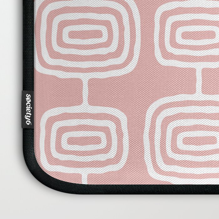 Mid Century Modern Atomic Rings Pattern Dusty Rose Laptop Sleeve Gallery Image 3