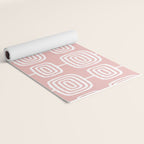 Mid Century Modern Atomic Rings Pattern Dusty Rose Yoga Mat Gallery Image 2