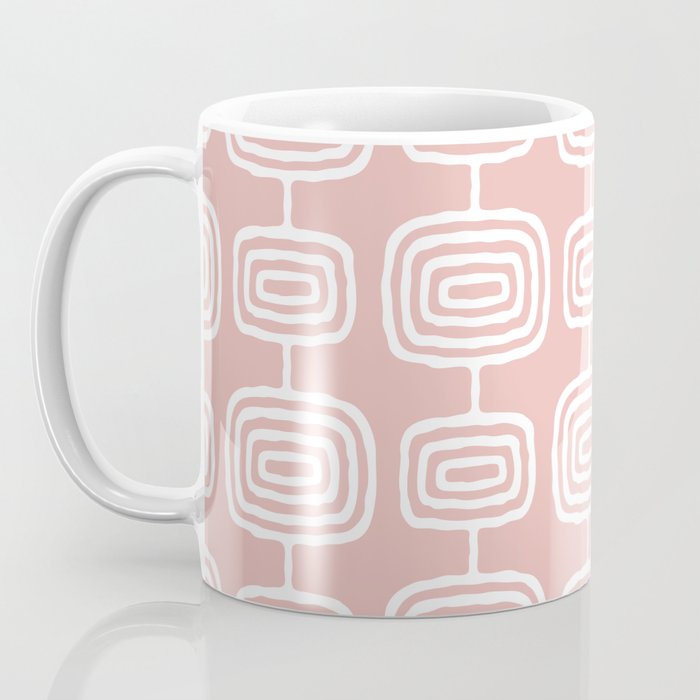 Mid Century Modern Atomic Rings Pattern Dusty Rose Coffee Mug Gallery Image 3