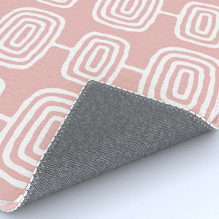 Mid Century Modern Atomic Rings Pattern Dusty Rose Rug Gallery Image 4