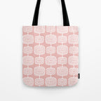 Mid Century Modern Atomic Rings Pattern Dusty Rose Tote Bag Gallery Image 1
