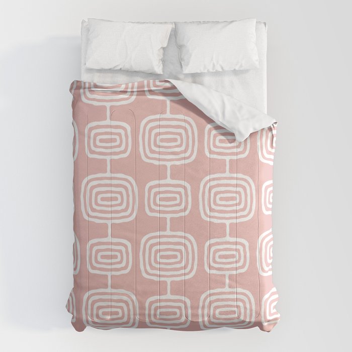 Mid Century Modern Atomic Rings Pattern Dusty Rose Comforter Gallery Image 6
