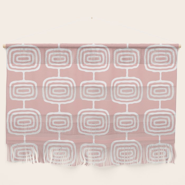 Mid Century Modern Atomic Rings Pattern Dusty Rose Wall Hanging Gallery Image 1