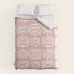 Mid Century Modern Atomic Rings Pattern Dusty Rose Duvet Cover Gallery Image 6