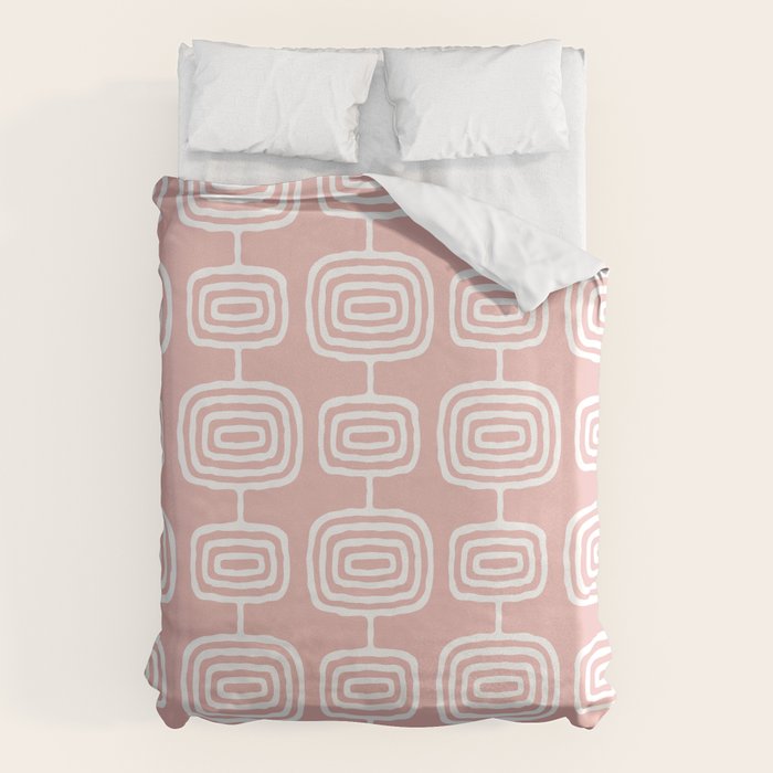 Mid Century Modern Atomic Rings Pattern Dusty Rose Duvet Cover Gallery Image 6
