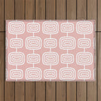 Mid Century Modern Atomic Rings Pattern Dusty Rose Outdoor Rug Gallery Image 1