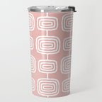 Mid Century Modern Atomic Rings Pattern Dusty Rose Travel Mug Gallery Image 2