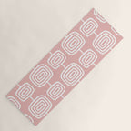 Mid Century Modern Atomic Rings Pattern Dusty Rose Yoga Mat Gallery Image 1