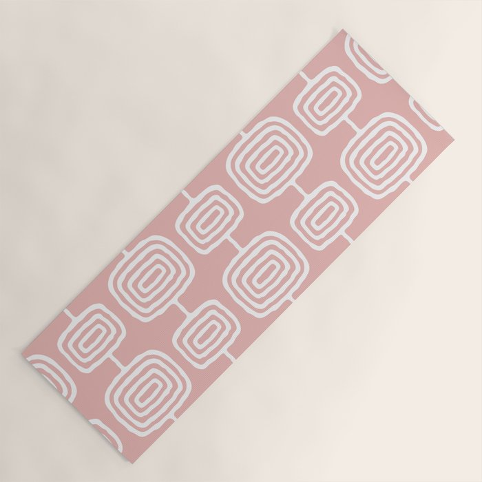 Mid Century Modern Atomic Rings Pattern Dusty Rose Yoga Mat Gallery Image 1