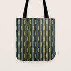 Geometric Striped Geo Chain Vertical Pattern in Navy Blue and Light Mustard Tote Bag Gallery Image 1